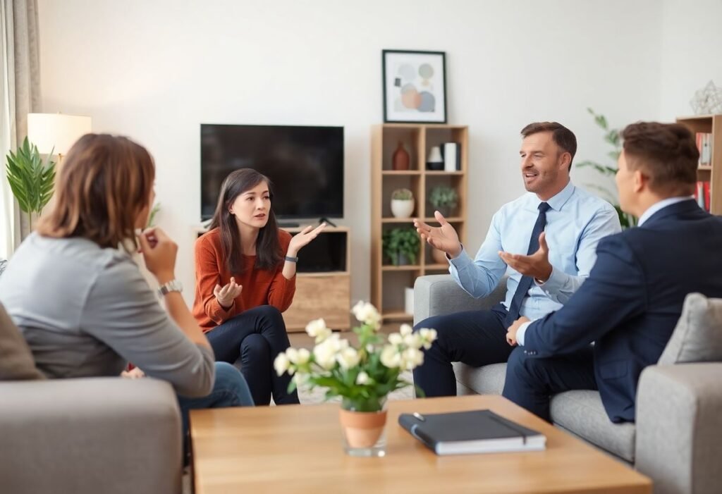 Couple facing family law issues with a lawyer's assistance