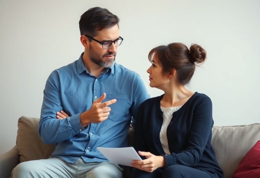 A couple in distress discussing relationship issues.