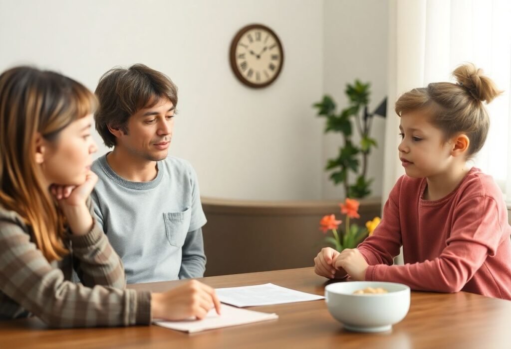 Family discussing child support payments