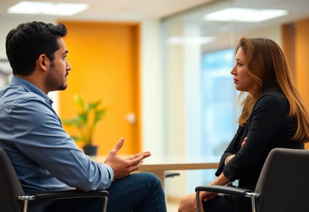 Couple in a serious conversation about divorce